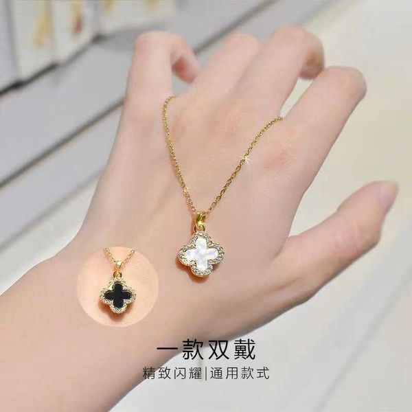 pendant necklaces gold luxury full diamond clover necklace women's black-and-white double-sided design sense net red clavicle 18k gold-, Silver
pendant necklaces gold luxury full diamond clover necklace women's black-and-white double-sided design sense net red clavicle 18k gold-, Silver