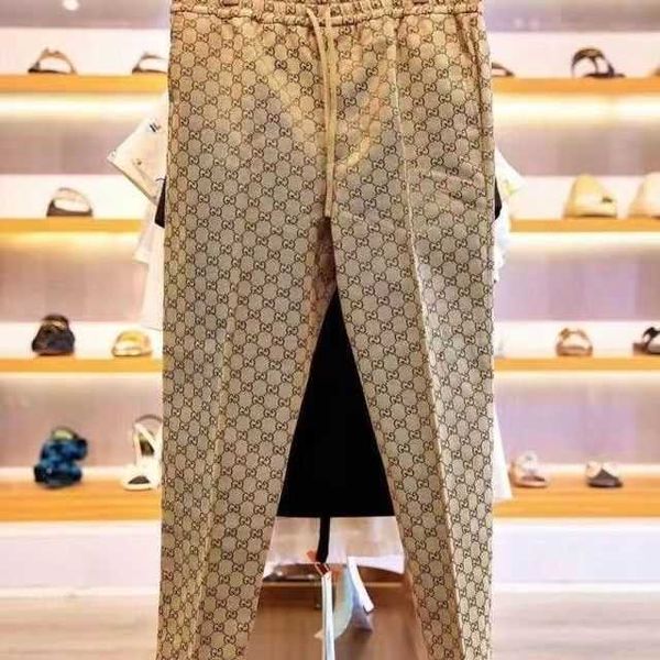 designer men's pants wide leg casual pants letter print, Black