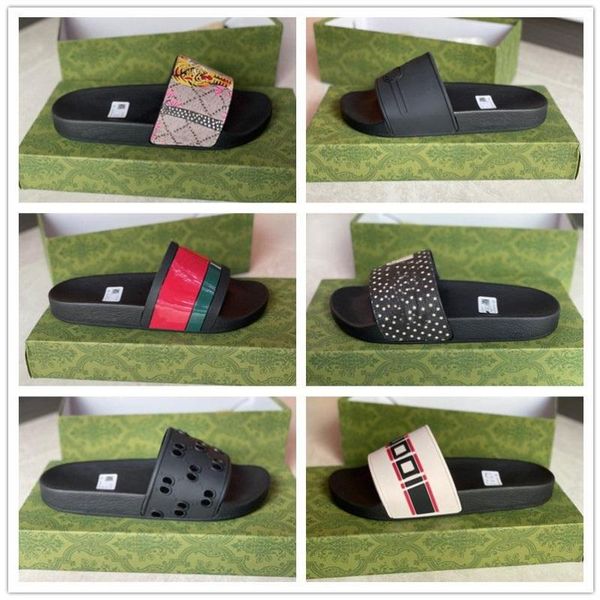 2022 new rubber slides sandals floral brocade women men slipper flat bottoms flip flops womens fashion striped beach slippers with boxs ntrf, Black
2022 new rubber slides sandals floral brocade women men slipper flat bottoms flip flops womens fashion striped beach slippers with boxs ntrf, Black