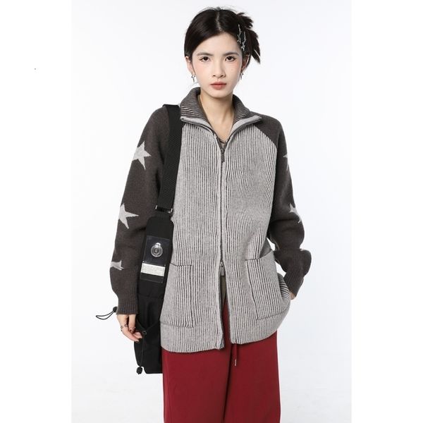 women's knits tees women grey cardigan sweater stars color contrast outerwear fashion vintage leisure lazy wind winter long sleeve knit, White
women's knits tees women grey cardigan sweater stars color contrast outerwear fashion vintage leisure lazy wind winter long sleeve knit, White