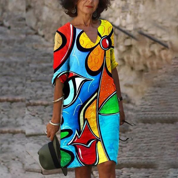 casual dresses fashion female casual summer vintage vneck half sleeve printed dresses elegant sundress women loose aline dresses s3xl robe 2, Black;gray
casual dresses fashion female casual summer vintage vneck half sleeve printed dresses elegant sundress women loose aline dresses s3xl robe 2, Black;gray