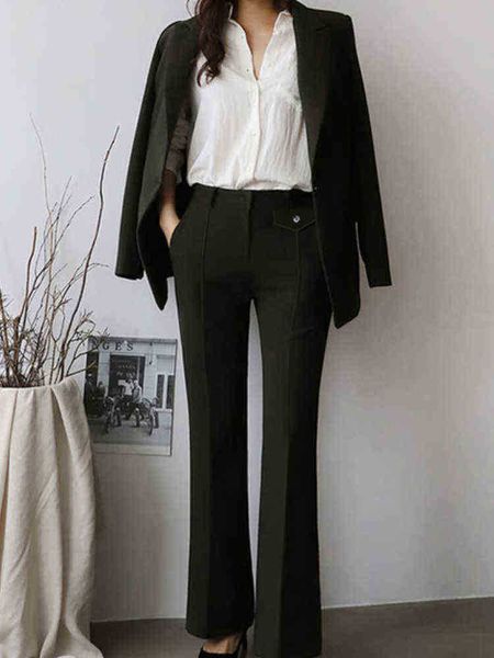 women elegant business pants suit office ladies slim casual blazer pantsuit two pieces set female fashion korean outfits j220813, White;black
women elegant business pants suit office ladies slim casual blazer pantsuit two pieces set female fashion korean outfits j220813, White;black