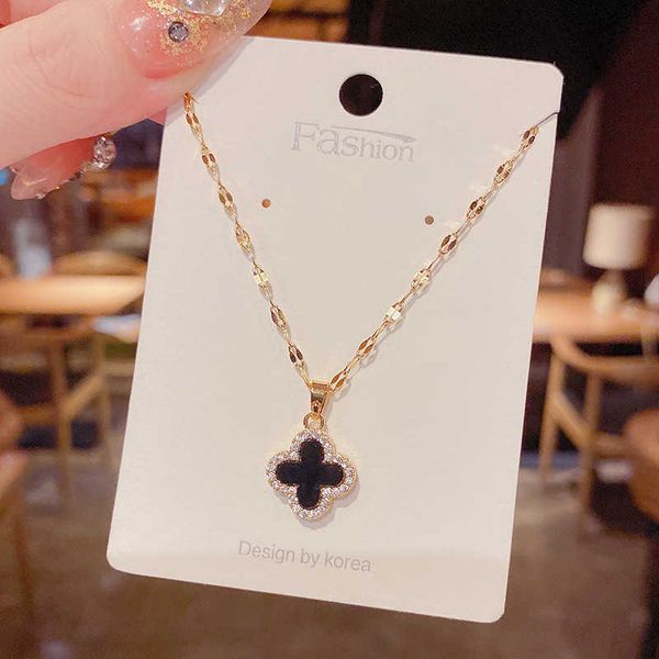 pendant necklaces 2021 autumn new micro inlaid double-sided four leaf flower titanium steel necklace female minority design temperament and, Silver
pendant necklaces 2021 autumn new micro inlaid double-sided four leaf flower titanium steel necklace female minority design temperament and, Silver