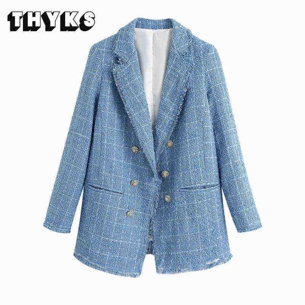 solid blue wool tweed jacket double breasted blazer bags casual suit office ladies outfit 2022 za women new j220813, White;black
solid blue wool tweed jacket double breasted blazer bags casual suit office ladies outfit 2022 za women new j220813, White;black