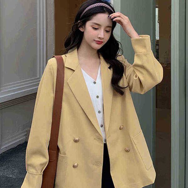 women chic office lady double breasted blazer temperament casual elegant vintage korean style fashion long sleeves outerwear j220813, White;black
women chic office lady double breasted blazer temperament casual elegant vintage korean style fashion long sleeves outerwear j220813, White;black