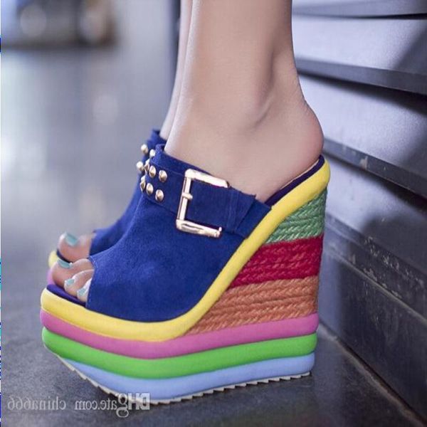 2015 women sandals platform high heel flip flops genuine leather wedges slippers fashion brand shoes woman iikqb, Black
2015 women sandals platform high heel flip flops genuine leather wedges slippers fashion brand shoes woman iikqb, Black