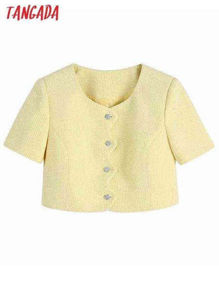 suit tangada women yellow tweed blazer beaded buttons short sleeve elegant jack, White;black
suit tangada women yellow tweed blazer beaded buttons short sleeve elegant jack, White;black