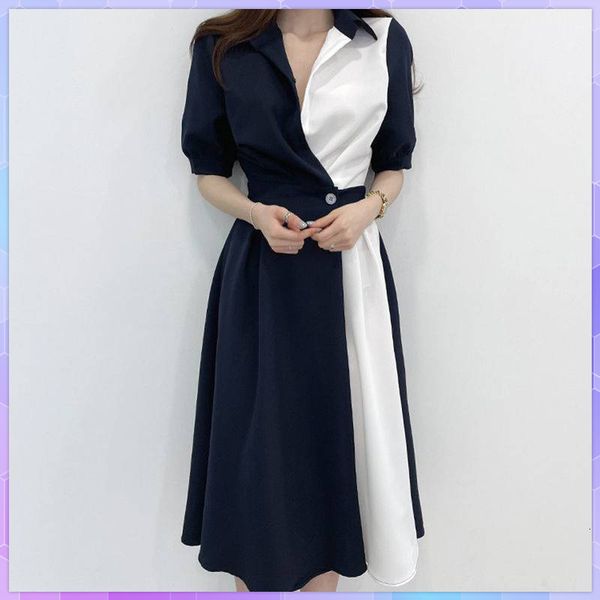 casual dresses long dress vintage korean chic slim lapel hit color single button elegant dresses for women short sleeve vestidos femme 22112, Black;gray
casual dresses long dress vintage korean chic slim lapel hit color single button elegant dresses for women short sleeve vestidos femme 22112, Black;gray