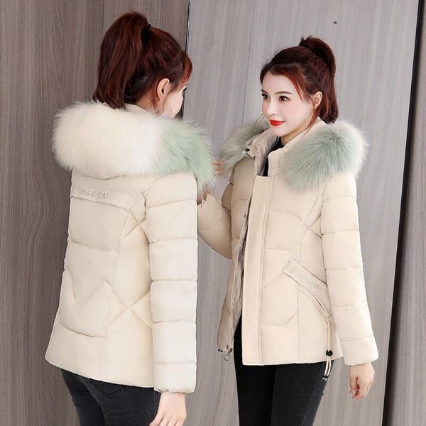 women's down parkas winter polyester jacket hooded long sleeve cardigan pockets thick fashion office lady 221125, Black