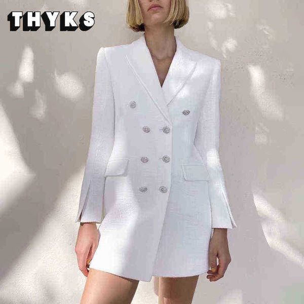white tweed blazer dress split sleeves double breasted female woven mini dress jacket chic za 2022 spring women fashion j220813, White;black
white tweed blazer dress split sleeves double breasted female woven mini dress jacket chic za 2022 spring women fashion j220813, White;black