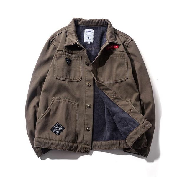 fleece jacket men's autumn and winter new korean version trendy short loose casual cargo denim jacket, Black;brown
fleece jacket men's autumn and winter new korean version trendy short loose casual cargo denim jacket, Black;brown