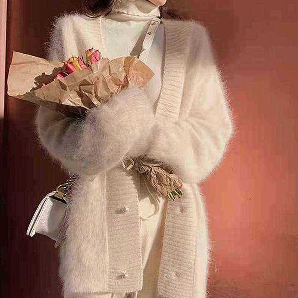 women's sweaters women vest white mink cashmere sweater jacket female 2021 spring autumn fairy style loose knitted fashion sweet jacke, White;black
women's sweaters women vest white mink cashmere sweater jacket female 2021 spring autumn fairy style loose knitted fashion sweet jacke, White;black