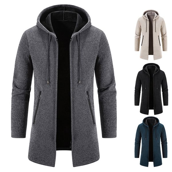 men's sweaters winter sweatercoat men casual hooded collar fur lining windbreaker knitted sweater midlength velvet thick cardigan sweat, White;black
men's sweaters winter sweatercoat men casual hooded collar fur lining windbreaker knitted sweater midlength velvet thick cardigan sweat, White;black