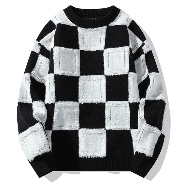 men's sweaters winter men plaid sweater harajuku men's dress thick warm round neck knitted pullover men splicing casual fashion bo, White;black
men's sweaters winter men plaid sweater harajuku men's dress thick warm round neck knitted pullover men splicing casual fashion bo, White;black
