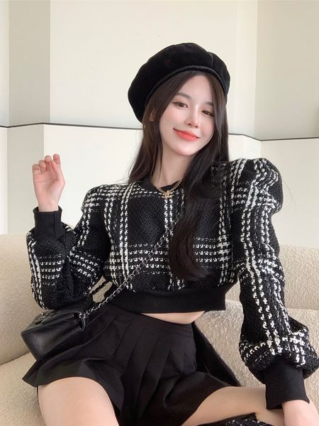 women s knits tees fashion plaid sweatshirts women autumn round neck short pullover casual korea style long sleeve woman coat 221125, White
women s knits tees fashion plaid sweatshirts women autumn round neck short pullover casual korea style long sleeve woman coat 221125, White