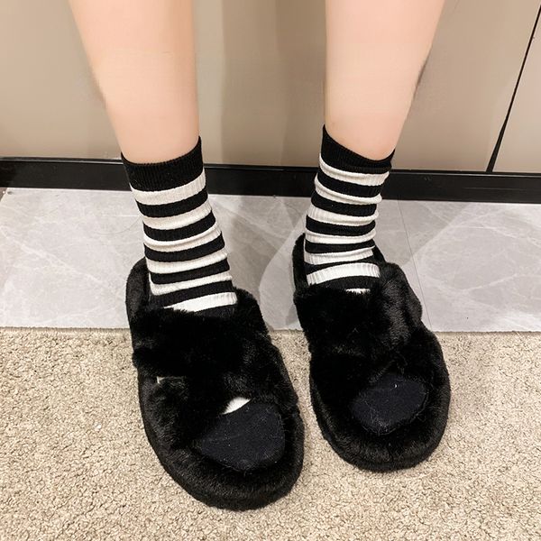 slippers winter fluffy raccoon fur women's flat open toe home shoes zapatos mujer 221125, Black
slippers winter fluffy raccoon fur women's flat open toe home shoes zapatos mujer 221125, Black
