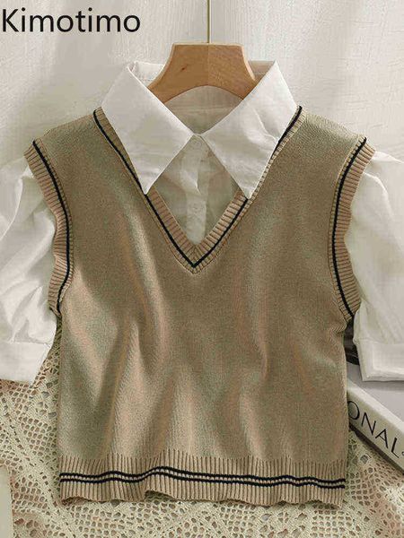 women's sweaters kimotimo sticks fake two knit women french contrast color lapel sweater 2022 new college style short sleeve crop sweat, White;black
women's sweaters kimotimo sticks fake two knit women french contrast color lapel sweater 2022 new college style short sleeve crop sweat, White;black