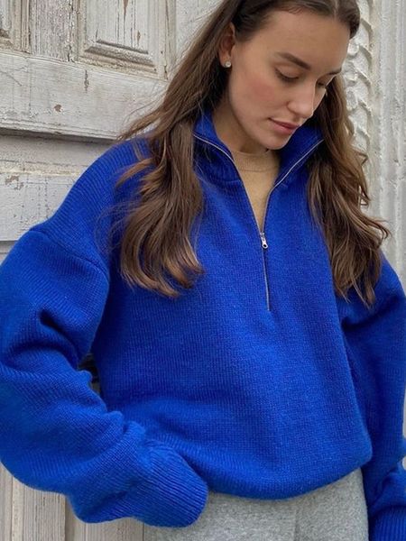 women's sweaters polo collar knitted women sweater jumper autumn winter loose casual ladies sweaters long sleeve warm solid zipper pull, White;black
women's sweaters polo collar knitted women sweater jumper autumn winter loose casual ladies sweaters long sleeve warm solid zipper pull, White;black