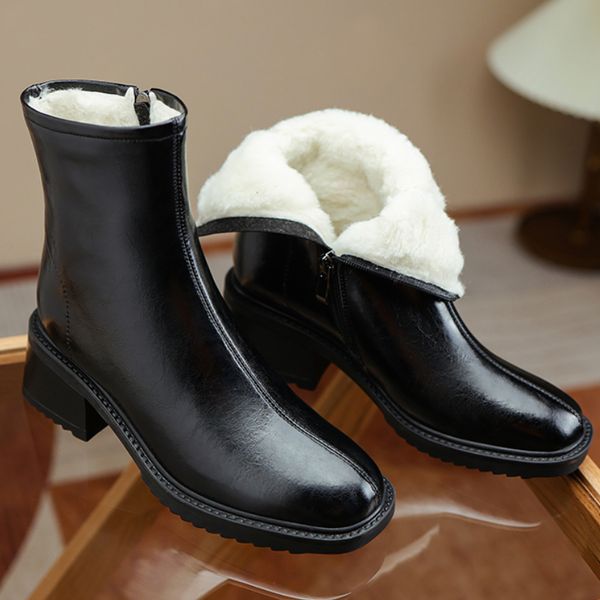 boots winter thick fur ankle zipper pu leather snow women's shoes fashion botas mujer women 221126, Black
boots winter thick fur ankle zipper pu leather snow women's shoes fashion botas mujer women 221126, Black