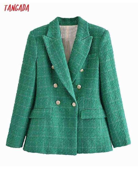 suit tangada women 2021 fashion green tweed blazer jacket vintage double breast, White;black
suit tangada women 2021 fashion green tweed blazer jacket vintage double breast, White;black