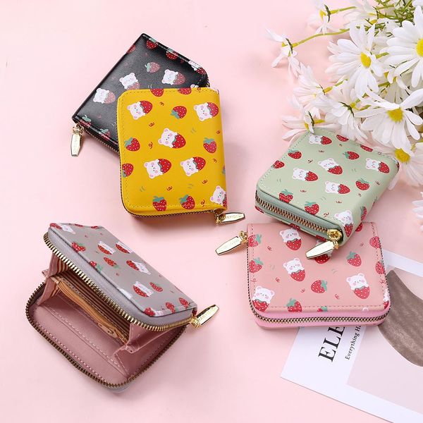 women cute cartoon print strawberry bear wallet small zipper girl pu leather coin purse female card holder short wallets clutch, Red;black
women cute cartoon print strawberry bear wallet small zipper girl pu leather coin purse female card holder short wallets clutch, Red;black