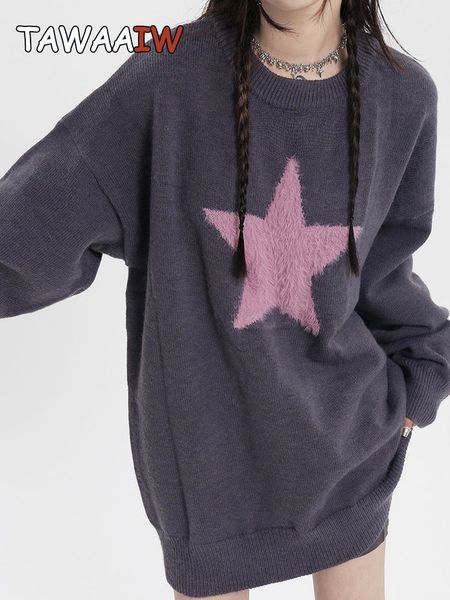 women's sweaters tawaaiw american retro o neck loose sweater women print pentagon star korean style knitted pullover chic ladies jumper, White;black
women's sweaters tawaaiw american retro o neck loose sweater women print pentagon star korean style knitted pullover chic ladies jumper, White;black