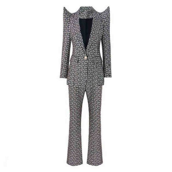 pant suits blazer bolero plaid geometric 2022 new designer pattern jacquard one button straight pants blazer women j220813, White;black
pant suits blazer bolero plaid geometric 2022 new designer pattern jacquard one button straight pants blazer women j220813, White;black