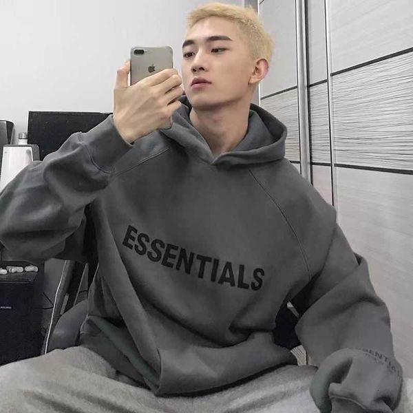 hoodies hweatshirts fog tide brand essentials silicone letter hooded bodysuit on chest couple's high street loose pullover ow, Black 
hoodies hweatshirts fog tide brand essentials silicone letter hooded bodysuit on chest couple's high street loose pullover ow, Black