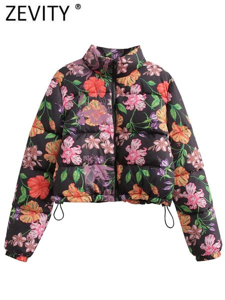 women's down parkas zevity women fashion turtleneck collar floral print cropped padded jacket coat female zipper up outerwear chic ct2, Black
women's down parkas zevity women fashion turtleneck collar floral print cropped padded jacket coat female zipper up outerwear chic ct2, Black