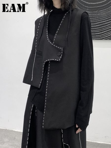 women's vests eam women loose fit black titched casual irregular vest v-collar sleeveless fashion spring autumn 1df1072 221125, Black;white
women's vests eam women loose fit black titched casual irregular vest v-collar sleeveless fashion spring autumn 1df1072 221125, Black;white