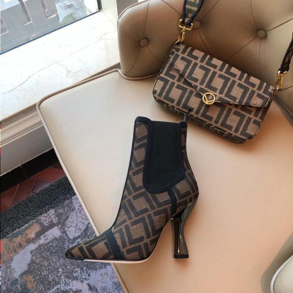 brown colibri high-heeled ankle chelsea boots lacquered heel pointed toes mesh pull-on leather outsole booties for women luxury designe vlnb, Black