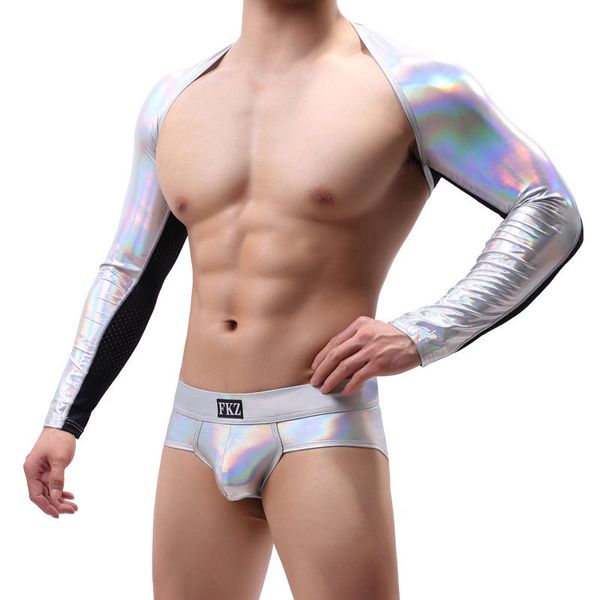 men's t shirts man black faux leather mesh men crop gay nylon spandex long sleeves wrestling no pants included, White;black
men's t shirts man black faux leather mesh men crop gay nylon spandex long sleeves wrestling no pants included, White;black