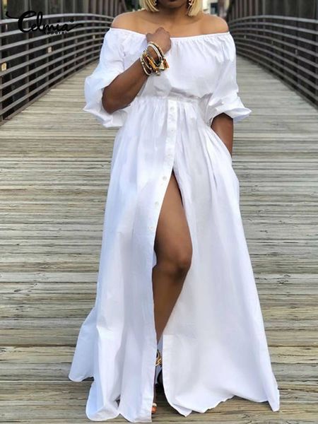 casual dresses women high split maxi dress celmia summer off shoulder long vacation loose waist solid sundress 221125, Black;gray
casual dresses women high split maxi dress celmia summer off shoulder long vacation loose waist solid sundress 221125, Black;gray