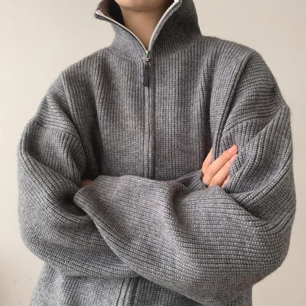 men's sweaters autumn and winter zipper cardigan sweater men's korean fashion solid collar knitwear temperament casual loose coat, White;black
men's sweaters autumn and winter zipper cardigan sweater men's korean fashion solid collar knitwear temperament casual loose coat, White;black