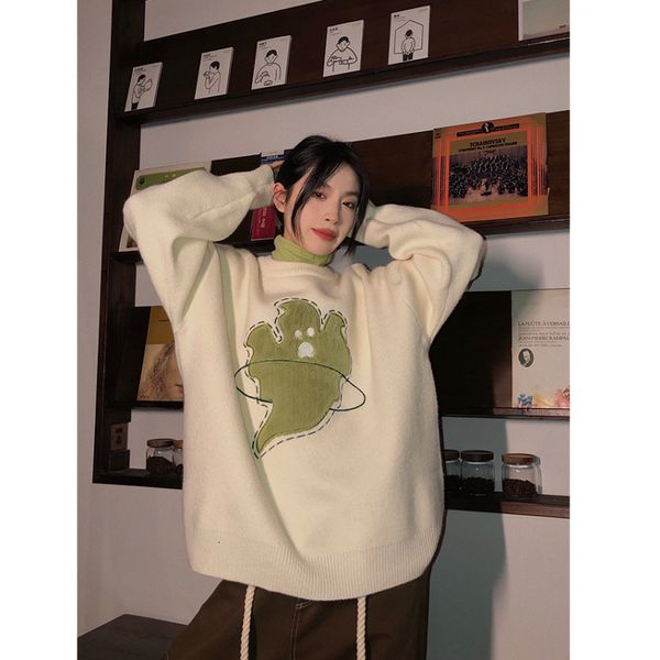 women's sweaters vintage women apricot sweater round neck embroidery fashion leisure lazy wind loose winter female thicken warm knittin, White;black
women's sweaters vintage women apricot sweater round neck embroidery fashion leisure lazy wind loose winter female thicken warm knittin, White;black