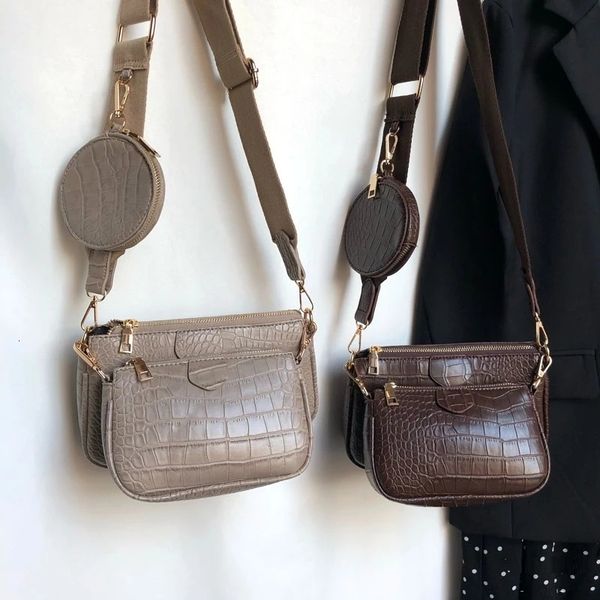 evening bags vintage women shoulder bag luxury designer wide strap crossbody chain sling pu leather ladies 3 set wallet 221125
evening bags vintage women shoulder bag luxury designer wide strap crossbody chain sling pu leather ladies 3 set wallet 221125