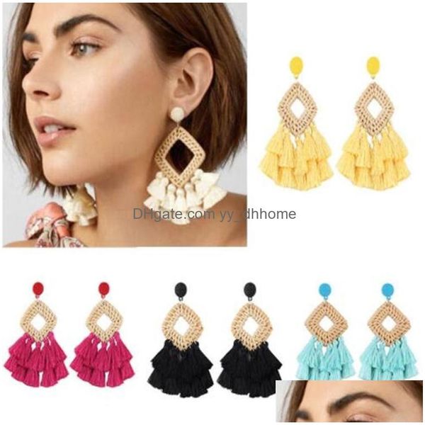 dangle chandelier boho handmade diamond st weave rattan earrings for women trendy long tassel jewelry drop delivery dh2qh, Silver
dangle chandelier boho handmade diamond st weave rattan earrings for women trendy long tassel jewelry drop delivery dh2qh, Silver