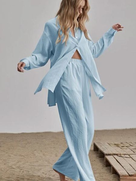 women's two piece pants casual women shirt pants two piece set solid long sleeve lapel shirts with elastic high wasit trouser set femal, White
women's two piece pants casual women shirt pants two piece set solid long sleeve lapel shirts with elastic high wasit trouser set femal, White