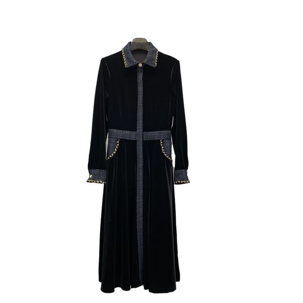 early spring new style velvet patchwork tweed waist closing dress, Black;gray
early spring new style velvet patchwork tweed waist closing dress, Black;gray
