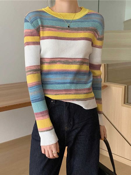 women's sweaters jmprs fashion rainbow stripes women sweater o neck random slim elastic jumper fall korean knitted long sleeves female, White;black
women's sweaters jmprs fashion rainbow stripes women sweater o neck random slim elastic jumper fall korean knitted long sleeves female, White;black