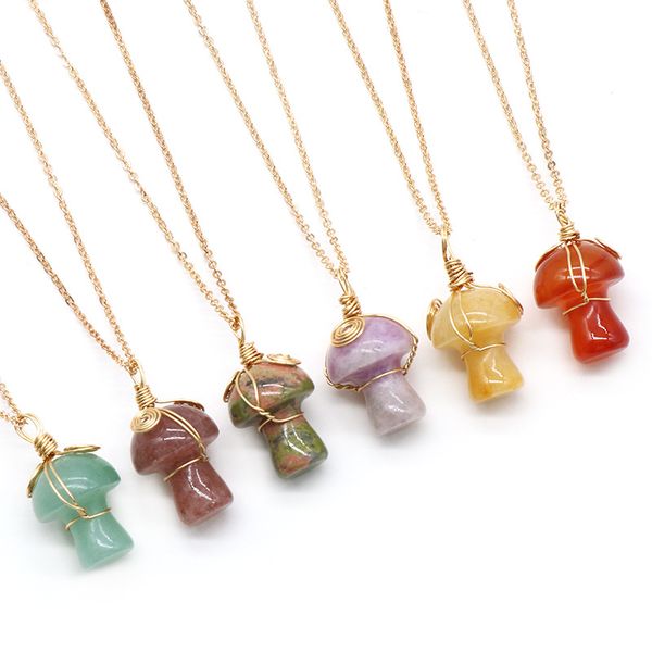 wire wrap healing natural crystal pendant necklace lovely mushroom charm carnelian opal pink purple necklace fashion women jewelry 001, Silver
wire wrap healing natural crystal pendant necklace lovely mushroom charm carnelian opal pink purple necklace fashion women jewelry 001, Silver