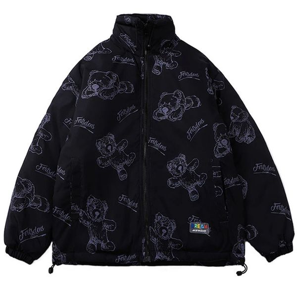 men's down parkas winter thicken parkas jacket men streetwear cartoon bear print hip hop down cotton coats women warm windbreaker overi, Black
men's down parkas winter thicken parkas jacket men streetwear cartoon bear print hip hop down cotton coats women warm windbreaker overi, Black