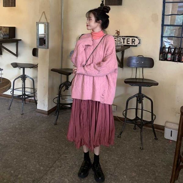 women's sweaters women solid oneck sweater pullover long sleeve or tshirt or aline high waist skirt elegant loose soft casual harajuku, White;black
women's sweaters women solid oneck sweater pullover long sleeve or tshirt or aline high waist skirt elegant loose soft casual harajuku, White;black