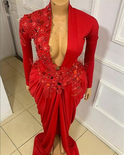 red aso ebi long sleeve mermaid evening dresses with feathers flower prom gowns for black girls beaded vestidos, Black;red
red aso ebi long sleeve mermaid evening dresses with feathers flower prom gowns for black girls beaded vestidos, Black;red