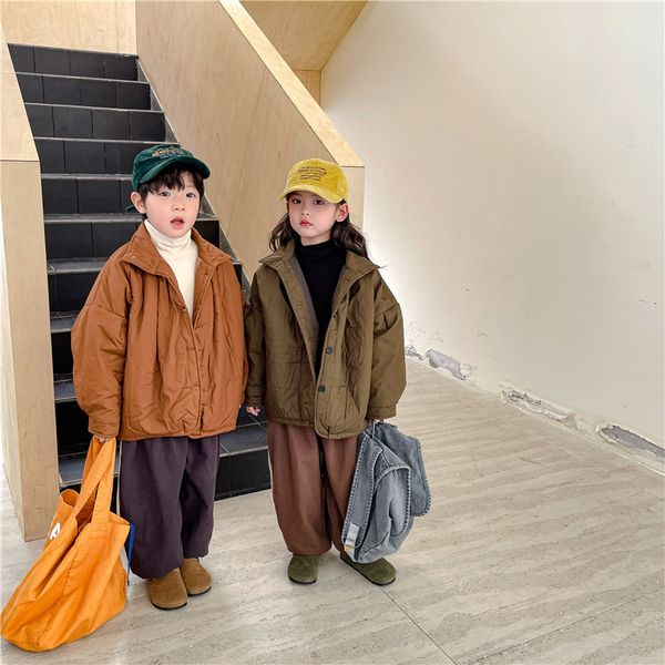 down coat children solid color padded coats clothes boys and girls thicken warm lapel loose jackets outwear 221128, Blue;gray
down coat children solid color padded coats clothes boys and girls thicken warm lapel loose jackets outwear 221128, Blue;gray