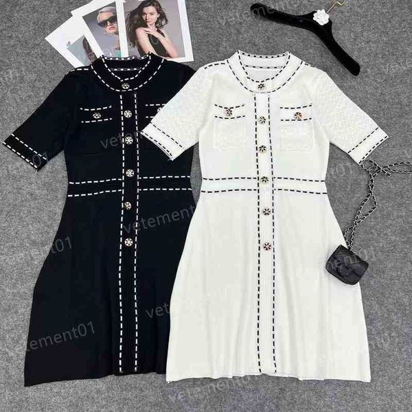 womens designer dresses fashion fabrics round neck buttons embellished brand dresses luxury women summer casual dresses, Black;gray
womens designer dresses fashion fabrics round neck buttons embellished brand dresses luxury women summer casual dresses, Black;gray
