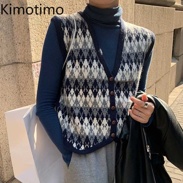 women's sweaters kimotimo argyle jacquard sweater vest women 2021 autumn retro vhals korean chic sleeveless knitted allematch j220915, White;black
women's sweaters kimotimo argyle jacquard sweater vest women 2021 autumn retro vhals korean chic sleeveless knitted allematch j220915, White;black