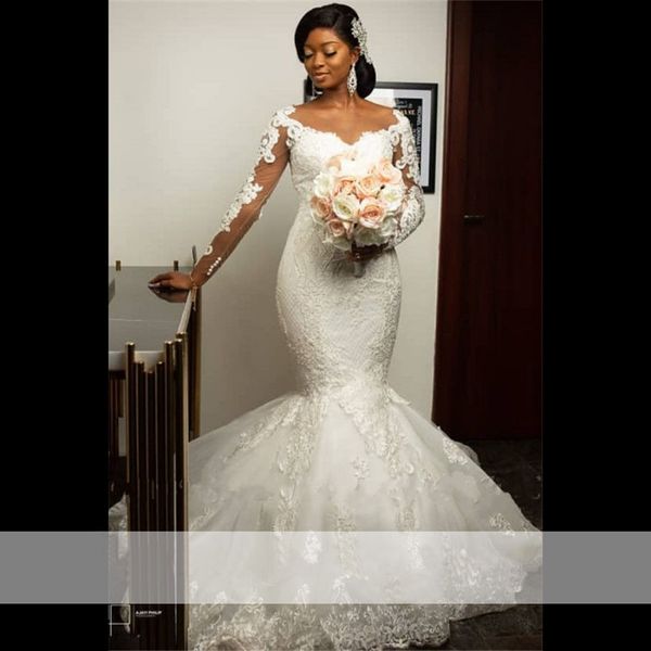 fashion african mermaid wedding dresses full sleeve lace applique bridal gowns illusion back bridal dress robe de soiree, White
fashion african mermaid wedding dresses full sleeve lace applique bridal gowns illusion back bridal dress robe de soiree, White