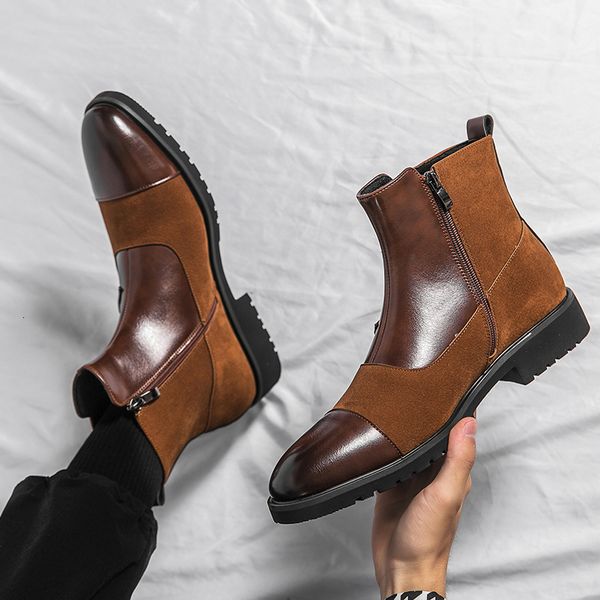 boots men short brown zipper round toe ankle for with black motorcycle fashion handmade 221129
boots men short brown zipper round toe ankle for with black motorcycle fashion handmade 221129