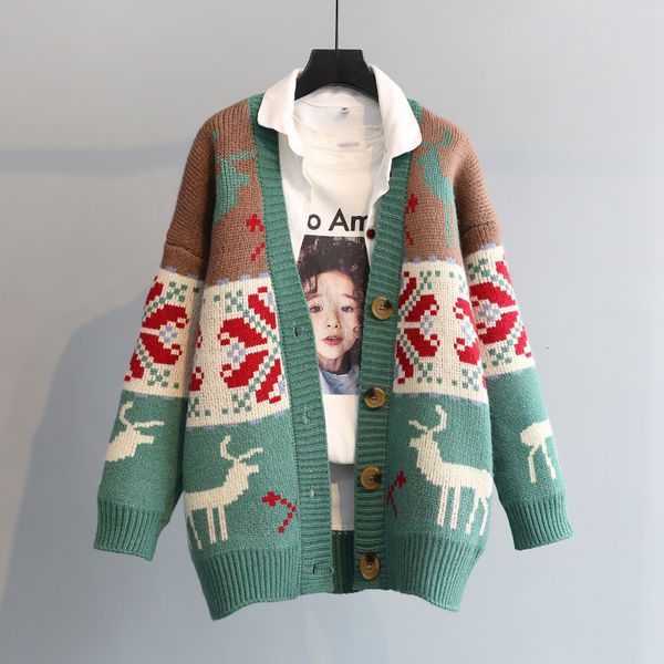 women's knits tees knitted cardigan 2023 autumn winter christmas fawn jacquard vintage sweater korean version loose ladies thick coat 2, White
women's knits tees knitted cardigan 2023 autumn winter christmas fawn jacquard vintage sweater korean version loose ladies thick coat 2, White